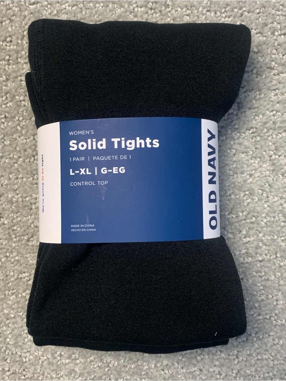 NEW Old Navy Women's Black Control Top Opaque Solid Tights L/XL Regular 1 Pair